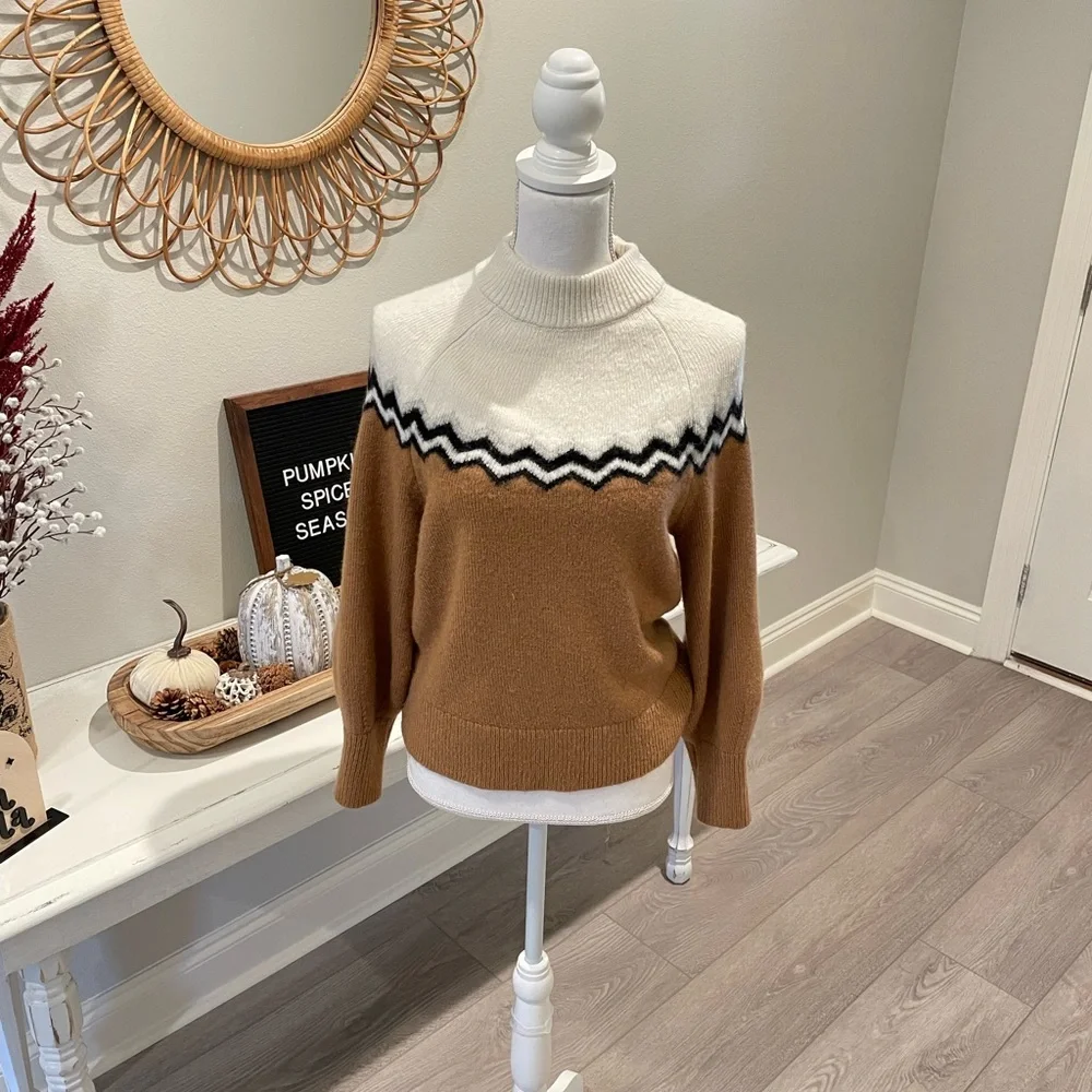 NWOT ANN TAYLOR Fair Isle Color Block Sweater - Picture 3 of 7